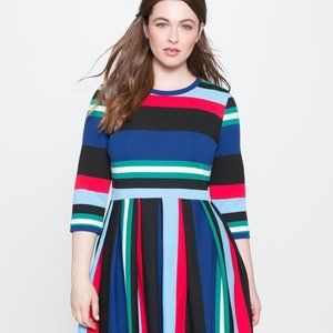 EUC Eloquii Striped Work Dress